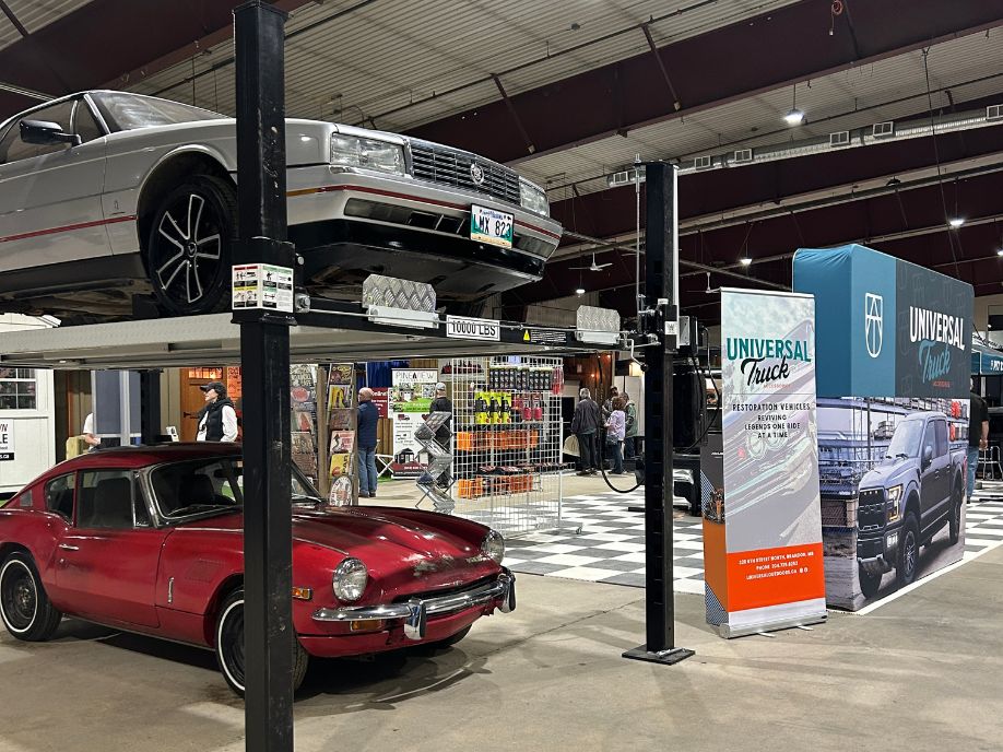 A couple looks at a display of barbecues at the Brandon Home & Leisure Show